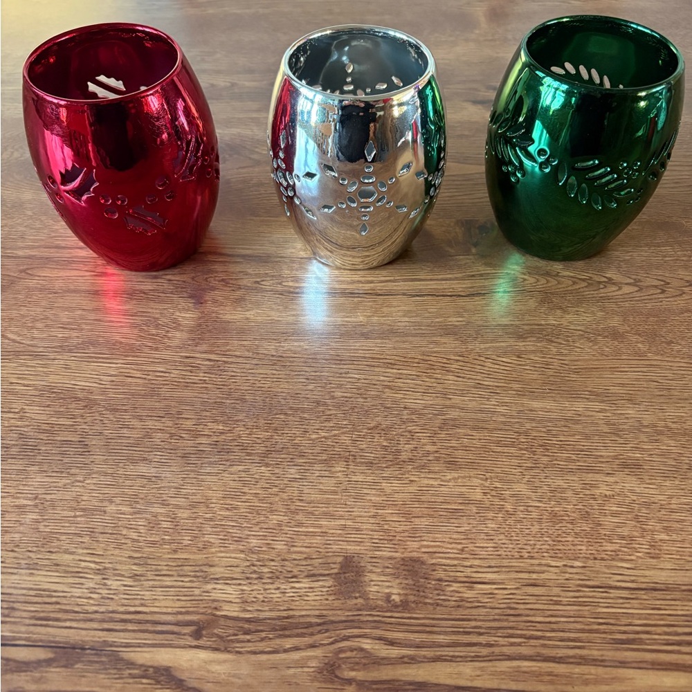 Vintage New Slatkin & Co. The Perfect Christmas Holiday Glow 4” Tealight Holders